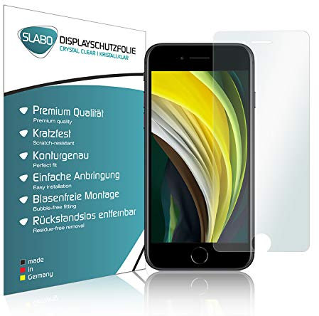 Slabo 4 x Protector de Pantalla Compatible con iPhone SE 2022, iPhone SE 2020, iPhone 8, iPhone 7, iPhone 6S, iPhone 6 lámina Protectora Ultra Transparente