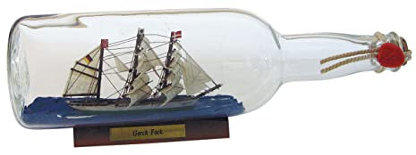 Sea-Club Flaschenschiff - Gorch Fock Buddelschiff Glas/Holz/Messing B=29cm