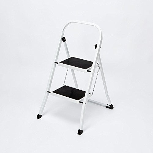 Less Than Half-Price - Reduced to Clear - Folding Stepladder Foldable 2 Step Safety Ladder Non Slip Mat Strong Heavy Duty