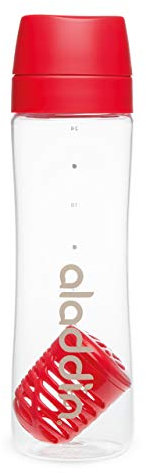 Aladdin Infuse Trinkflasche 0.7L Rot – Herausnehmbarer Einsatz - Doppelt Auslaufsicherer Deckel - Geruchs- und Fleckenfest - Wasserflasche BPA-Frei - Spülmaschinenfest