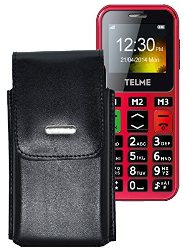 Vertikal Etui für Emporia TELME C151 Köcher Tasche Hülle Ledertasche Vertical Case Handytasche mit einer Gürtelschlaufe auf der Rückseite