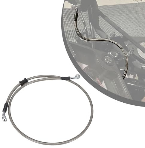 JFG RACING 90cm Motorrad Bremsschlauch,Motorrad Stahlflex Bremsleitung Hydraulische Bremsleitung Vorne und Hinten für Pit Bike Dirt Bike Enduro Motocross ATV Quad-Silber