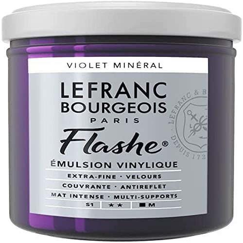 Lefranc Bourgeois Flashe 300556 - Pittura acrilica e vinile, altamente pigmentata, elastica, resistente alla luce, resistente all'invecchiamento, opaca, per interni ed esterni, vaso da 125 ml, viola minerale