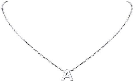 FindChic Buchstaben Kette Damen B Anhänger Pendant With B Letter Buchstabenketten Initial Necklace für Mädchen Mama Silber Alphabet Kette aus Edelstahl