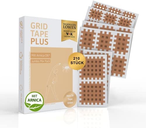 AKTIMED Grid Tape PLUS Mix - Patentbasierte Gittertapes mit pflanzlichem Extrakt Arnica D6* - Akupunkturpflaster dermatologisch getestet - Crosstape Gitterpflaster für Schmerz- und Triggerpunkte