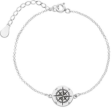 SCHOSCHON Armband Kompass 925 Silber - Armkette Windrose