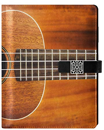 A5 Notizbuch Binder Journal – Ukulele auf der Textur Holz Reise Milch lose Blätter mit 6 Ringen, nachfüllbarer Notizblock für Terminplaner, Zeichnen, Reisende