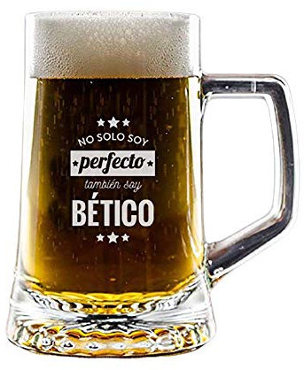 CALLE DEL REGALO Jarra de cerveza para futboleros ‘No soy perfecto’ personalizada con equipo de fútbol en estuche de cartón.