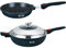 HAUSSMANN heritage Fonte d'aluminium Wok32cm Revêtement Type Pierre-sans PFOA Manche Amovible－Tous Feux Dont Induction－ HM-WOK1432M (Wok32cm+Poêle32cm)