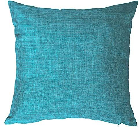 Kissenbezug 50x50 cm Petrol mit Reißverschluss Struktur Leinenoptik Kissen für Sofa Wurfkissen …