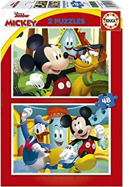 Educa 19312, Mickey Mouse Funhouse, 2x48 Teile Puzzle-Set für Kinder ab 3 Jahren, Disney, Spielhaus, Kinderpuzzle
