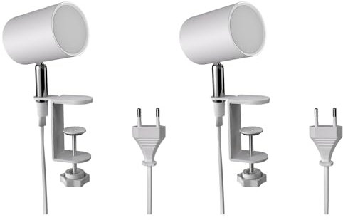 ledscom.de 2 Stück Klemmleuchte WAIKA, Schalter, weiß matt, inkl. LED GU10 Lampe, 3-Stufen Dimmen: max. 609lm weiß