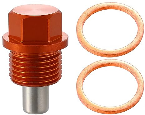 X AUTOHAUX Ölablaßschraube M16 x 1,5 Magnetische Ölwannenschraube Ölablassschraube mit Dichtring Aluminiumlegierung Ölwanne Orange