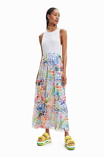 Desigual Vestito da Donna, Bianco, L