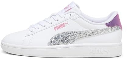 PUMA Smash 3.0 L Star Glow Jr, Scarpe da Ginnastica, Bianca Argento Strawberry Burst Viola Pop, 37.5 EU
