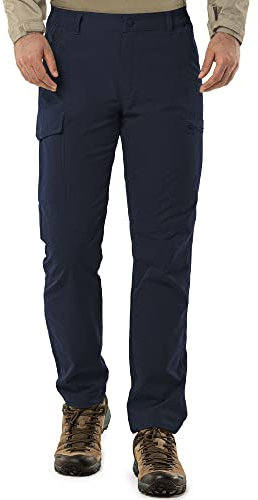 33,000ft Wanderhose Herren Wetterfest Outdoorhose Atmungsaktiv Cargohose Trekkinghose Winddichte Arbeitshose Männer Funktionshose mit 6 Taschen für Outdoor Reisen Camping Blau 30W/32L