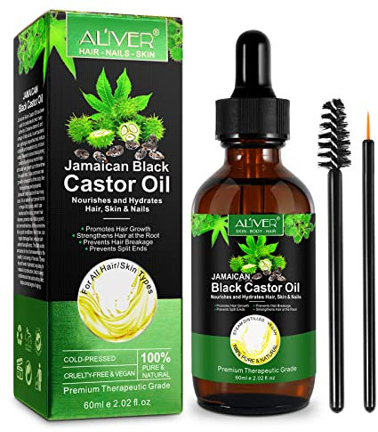 60ml Bio Rizinusöl,Castor Oil für Haarwachstum,Wimpern und Augenbrauen – 100% Reines und Natürliches Trägeröl, Haaröl und Körperöl,Massageöl für die Aromatherapie(1 Pack)