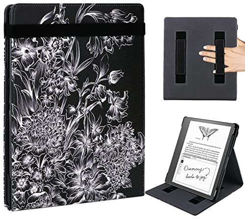 WALNEW Étui de protection pour Kindle Scribe (10,2 pouces, 2022), support de protection multi-angles avec 2 lanières, porte-stylo et fonction veille/réveil magnétique pour Amazon Kindle Scribe