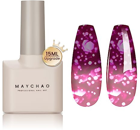 MAYCHAO Color Changing Gel Nail Polish Grape Purple to Plum Temperature Change Gel Polish Soak Off Nail Lamp Nail Art Manicure Salon DIY at Home