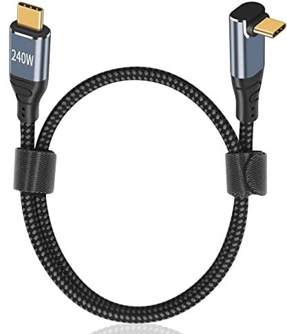 Maxhood USB C to USB C Cable 90 Degree, 1.5ft 240W USB C PD 3.1 Type C to Type C Cable Fast Charging Up & Down Angle for Pro Air MacBook