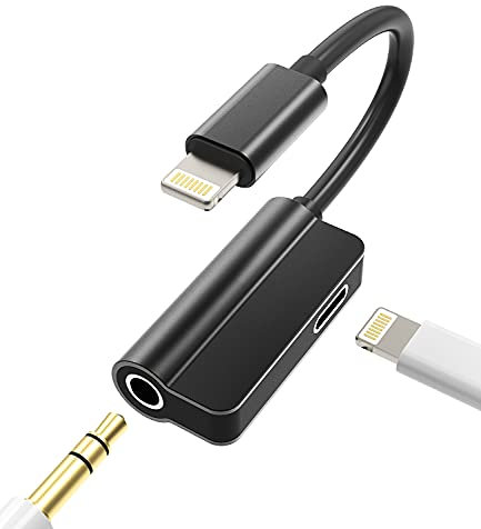 iPhone Aux Dongle Adapter for Headphone(2in1)Lightning to 3.5mm Jack Splitter Audio Cable Charger Cord Apple MFI Certified Charging Converter for 7 8 X XR 14 13 12 11 ProMax Ipad Music Earphone Earbud