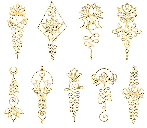 OLYCRAFT 9 Stück 4x4cm Religiöse Themen Aufkleber Lotus Symbol Muster Aufkleber Selbstklebende Goldene Aufkleber Metall Gold Aufkleber Für DIY Harz Telefon Und Wasserflaschen Dekoration