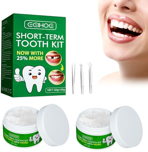 Utapossin Kit Di Riempimento Temporaneo Dente, Kit Otturazione Denti, Cemento per Denti, Riempimento Riparazione del Dente Mancante e Rotto, Riparazione Denti Halloween Cosplay