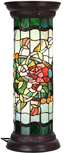 Bieye L30823 Lampadaire sur pied en verre teinté de style Tiffany en forme de fleur de rose pour la décoration, 28 pouces de haut