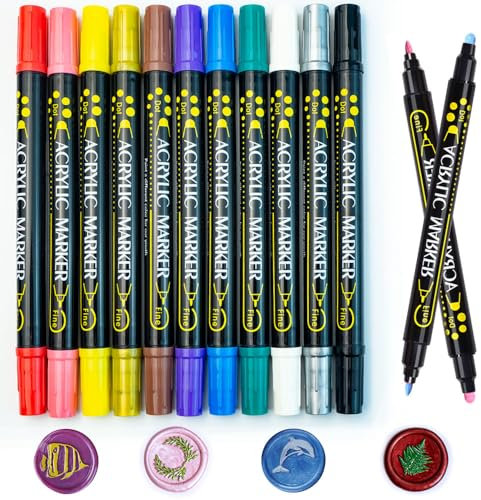 Wachs-Siegel-Stift, Ioggtser 12 PCS Doppelendiger Metallic-Farbstift zum Dekorieren von Wachs-Siegel-Mustern, Premium-Wachs-Stift für Umschlag-Siegel-Wachs