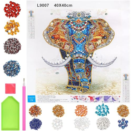 SPERMUOY Diamond Painting bilder erwachsene,40x40cm 5D Diamond Painting,Diamond Painting Full Set mit Zubehör,Diamond Painting Elefanten Crystal Art für Home Wand Deko