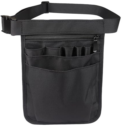 Boutihao Krankenschwester Gürteltasche, Medizinische Bauchtasche, Wasserdicht Hüfttasche Mit Abnehmbar, Aufbewahrungstasche für Zubehör (18 x 25 cm, Schwarz)
