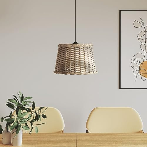 Homgoday Lampenschirm Hängelampe Pendelleuchtenschirm Korblampen Hängend Ersatzschirm für Hängeleuchten Deckenlampe für Wohnzimmer Schlafzimmer Esszimmer Braun Ø40x26 cm Korbweide