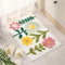 Badezimmerteppich Grüne Rosa Blumen Teppich Weich Flauschig Badematte Saugfähig Schmutzfangmatte Badteppich Mikrofaser Badvorleger rutschfest Waschbar Badezimmermatte 50x80cm