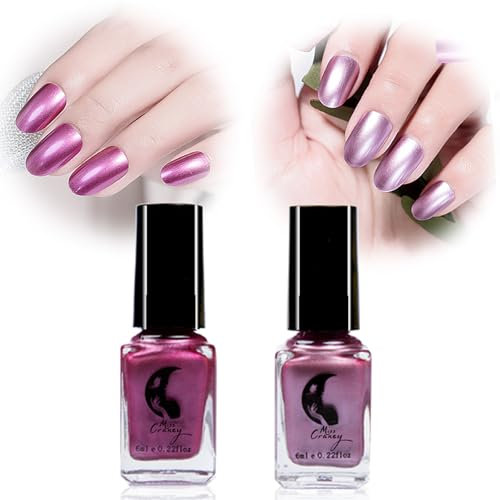 Metal Nail Polish Mirror Pink Nail Varnish-Metallic Mirror Effect Nail Polish Set - Long Lasting Quick Drying No UV Needed Non-Peelable Christmas nail art kit (Cherry Red Pink)
