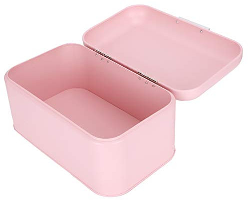Metal Bread Box, Pink Iron Bread Container Organizer Retro Bread Storage Bin with Lid Household Kitchen Storage Case
