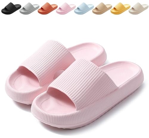 BHFRGAS Sliders Cloud Slippers Women Men，Non-Slip Mens Womens Slippers Cloud Sliders，Soft Flip Flops with Thick Sole for Shower Bathroom Pool Beach