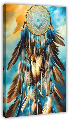 FMSKY Bunter Traumfänger, Retro-Kunst-Leinwand-Poster, Schlafzimmer-Dekor, Sportlandschaft, Büro, Raumdekoration, Geschenk, Rahmen-Stil, 40 x 60 cm