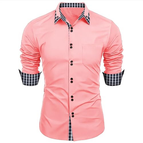 Herren Hemd Regular Fit Formale Freizeithemden Herrenhemden Langarm Männer Hemd Klassisches Businesshemd mit Tasche Hemden MäNner Hemden Herren Outfit Komplett Set Business Piloten Hemden Herren Weiß