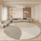 Tospass Teppich Rund 200 cm Hochflor Beige Weiß Braun Teppiche Wohnzimmer Kurzflor Flauschig Weich Teppich Waschbar Modern Boho Teppich für Schlafzimmer Deko Kinderzimmer Küche Outdoor Carpet