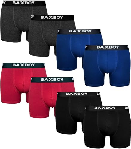 Baxboy Boxershorts Herren 8er Pack S-2XL Multipack mit elastischem Bund Atmungsaktive Baumwolle Unterwäsche Unterhosen Männer Men Retroshorts, Farbe:Set_1, Größe:M