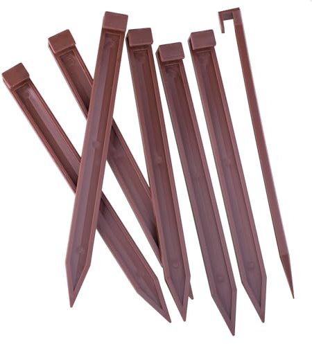 Landscape Edging Spikes, 12 Pcs 10 Inch Garden Stakes Anchoring Spikes for Paver Edging, Weed Barriers, Turf, Tent, Weed Barrier, Timber, Carpentry, Tent etc. (12, Brown)