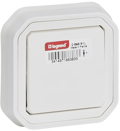 LEGRAND, Plexo New Abdeckung für Feuchtraum-Aufputz-1-Fach Wechselschalter, Montage mittels Steckklemmen, IP55 - IK07, 10 Ampere, 250 Volt, Farbe: Weiß, 069751L