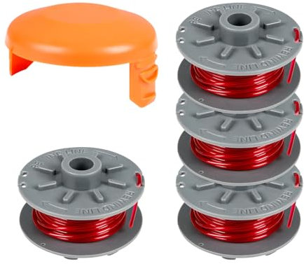 Spulenschnur für Gardena 5364-20, 1,6 mm, 6,1 m, Trimmerspule für Gardena Turbo Rasentrimmer SmallCut 2401 mit Spulenabdeckung für 05328-20 (4 Spulen + 1 Kappe)