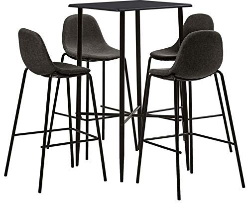 LAPOOH Stehtisch- und Hocker-Set, 5-teilig, Stoff, dunkelgrau, Küchentisch mit Hockern, Küchenmöbel-Set, Tische und Stühle, 279956