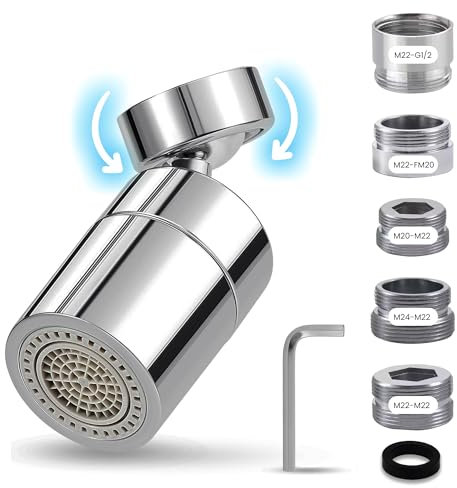 JAHI® Aireador grifo cocina fregadero + Adaptador grifo cocina latón cromado Adaptador grifo cocina Aireador grifo lavabo Filtro grifo cocina Atomizador grifo Extensor grifo cocina Acople grifo cocina