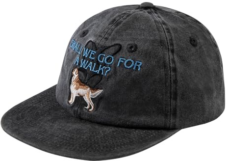 CLAPE Flat Brim Snapback Cap Washed Cotton Baseball Cap Herren Sommer Stickerei Basecap Damen Verstellbar Low Profile Cap Freizeit Schildkappe
