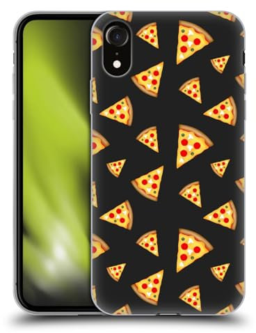 Head Case Designs Offizielle PLdesign Coole Lustige Pizzastücke Schwarz Ernährungsmuster Gel Handyhülle Hülle [Militärischer Schutzgrad] Kompatibel mit Apple iPhone XR