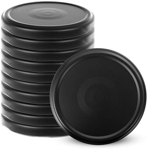 KADAX Lot de 10 couvercles à visser - Diamètre : 82 mm - En métal - Avec 6 dents d'encliquetage - Idéaux comme couvercle de rechange pour les bocaux à conserve - Noir mat