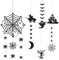 OTKARXUS Halloween Dekoration,7 Stück Glitzer Fledermaus Mond Spinnennetz Geist Spinne Papier Halloween Hängeornament und Türschild, Schwarze Banner Girlande für Halloween Party Spukhaus Dekoration