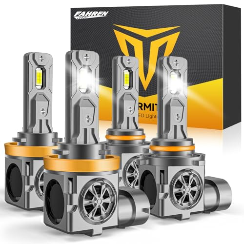 Termitor 9005/HB3 H11/H8/H9 LED Bulbs Combo, 150,000LM insane Brightness, Real 1:1 Mini Size, 6500K White, 70,000Hrs Long Service Life with cooling Fans, Plug N Play, Pack of 4